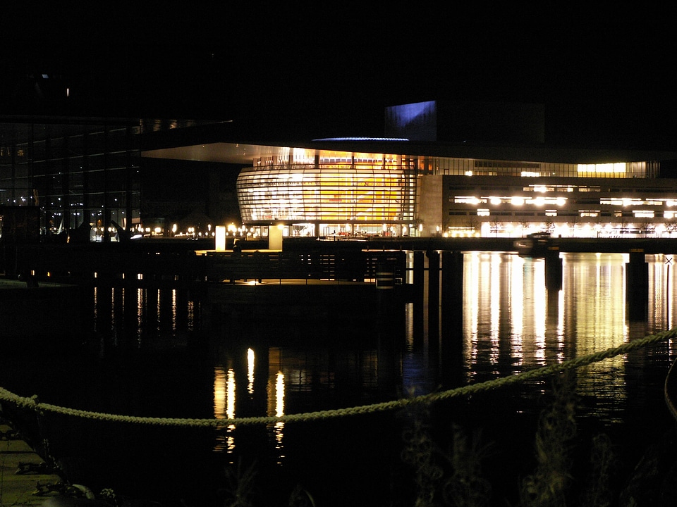 Opera house night water