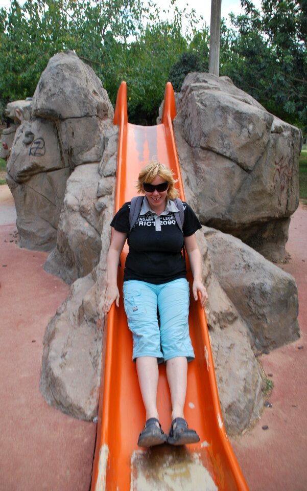 Playground woman happy
