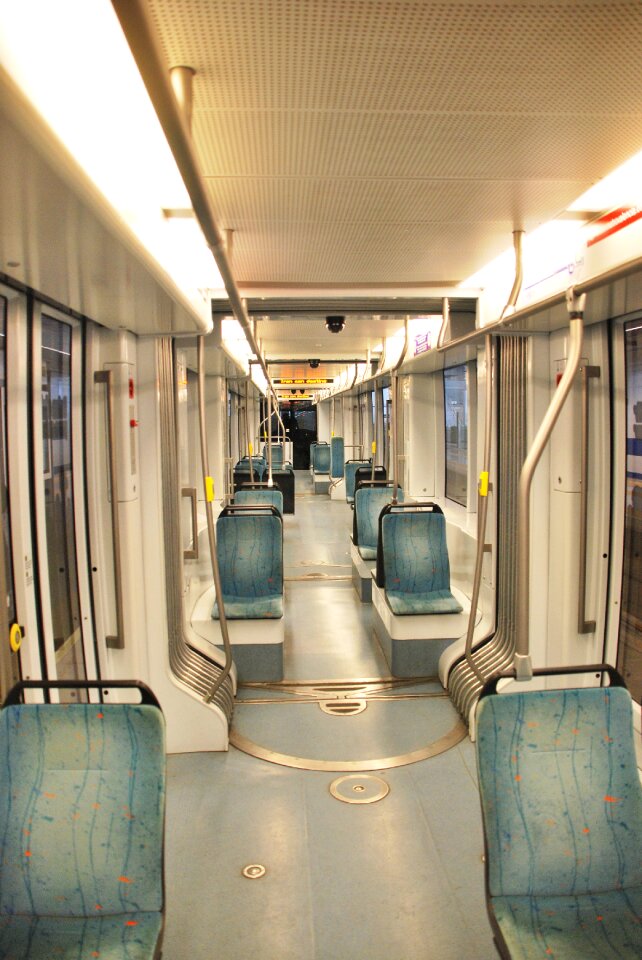 Empty underground train photo
