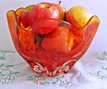 Red orange fruit bowl photo