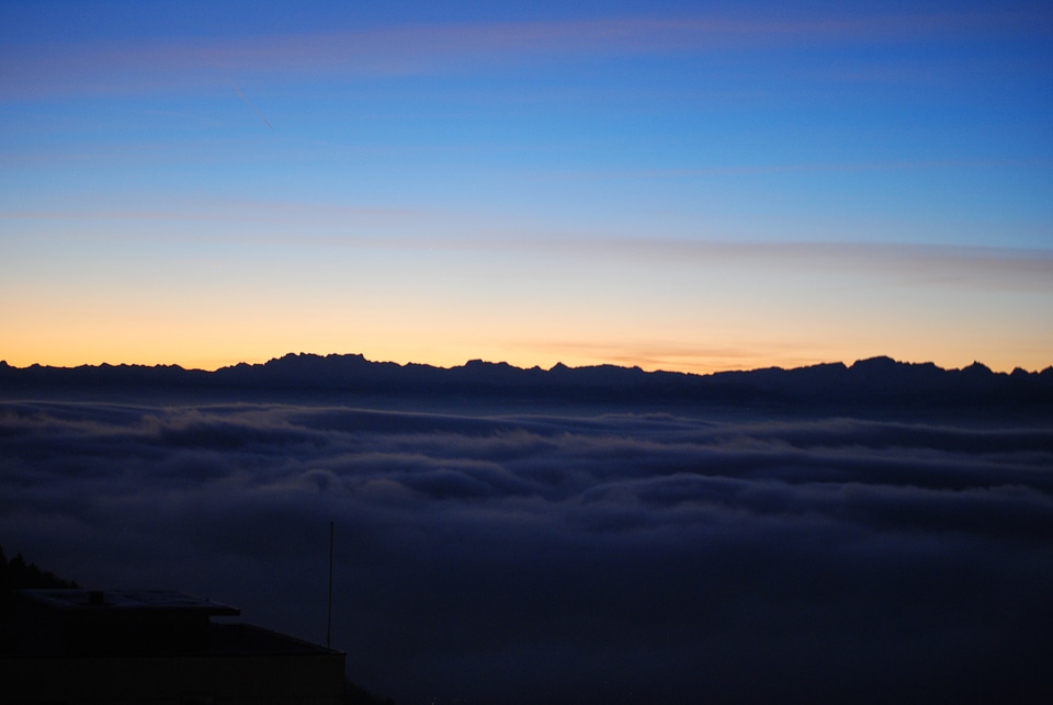 Mountains fog morning