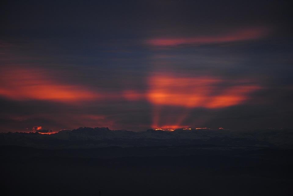 Alps sunrise fire