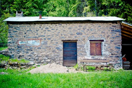 Alpine hut stone house stone hut photo