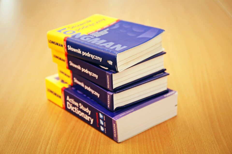 Library stack of books school