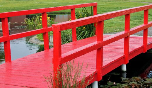 Red bridge walkway park