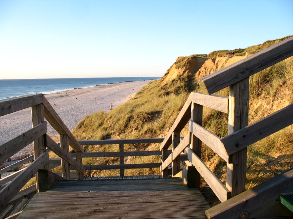 North sea wood stairs beautiful beach