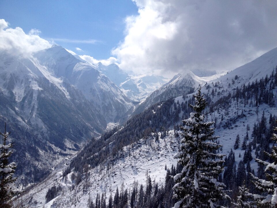 Alpine ski run landscape