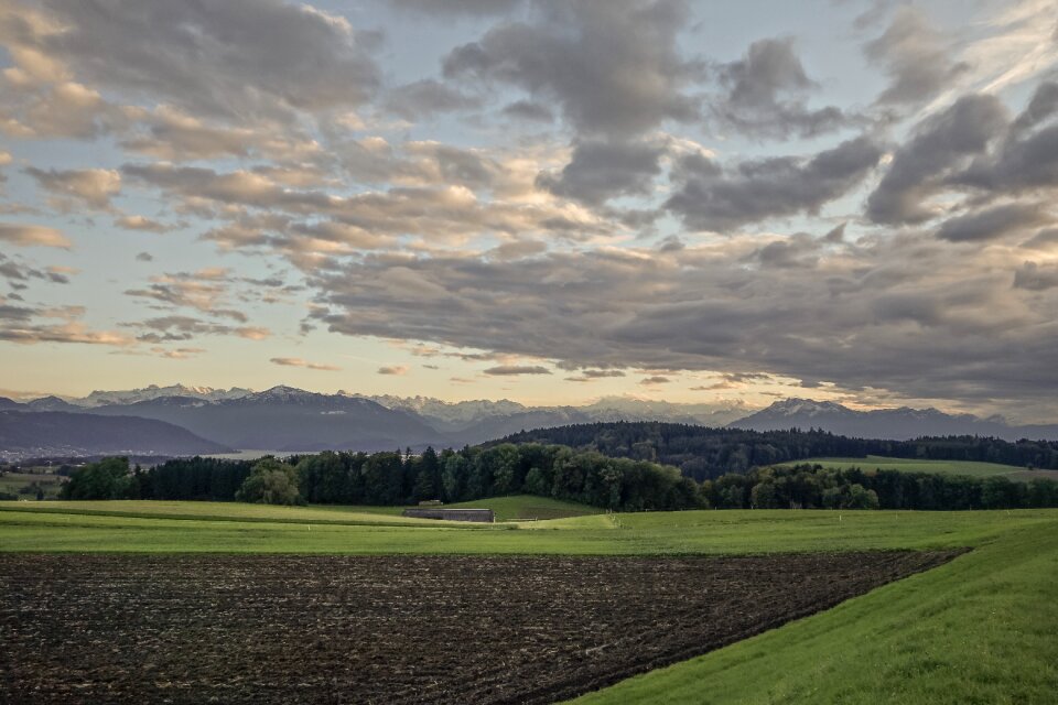 Clouds distant view arable