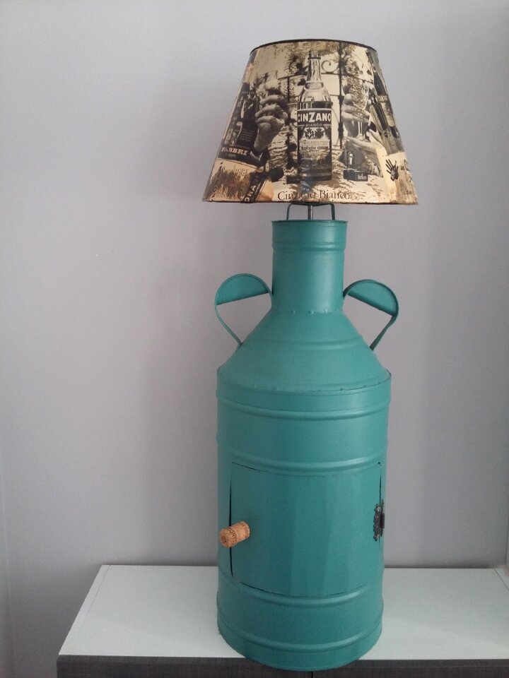 Decoupage antique oil container design