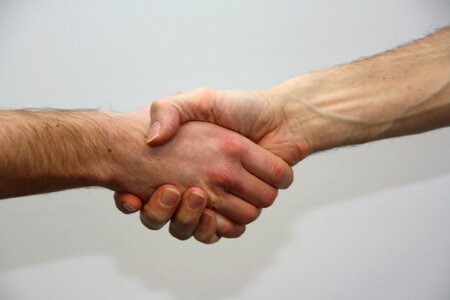 Hands give shake