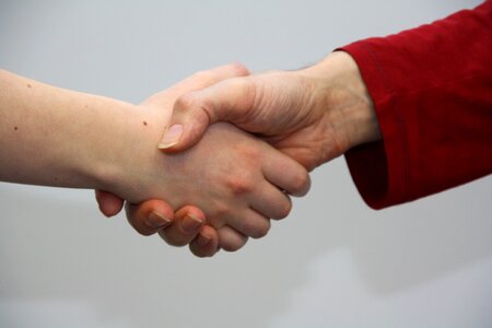 Hands shake give