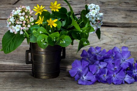 Flowers wood bronze cup