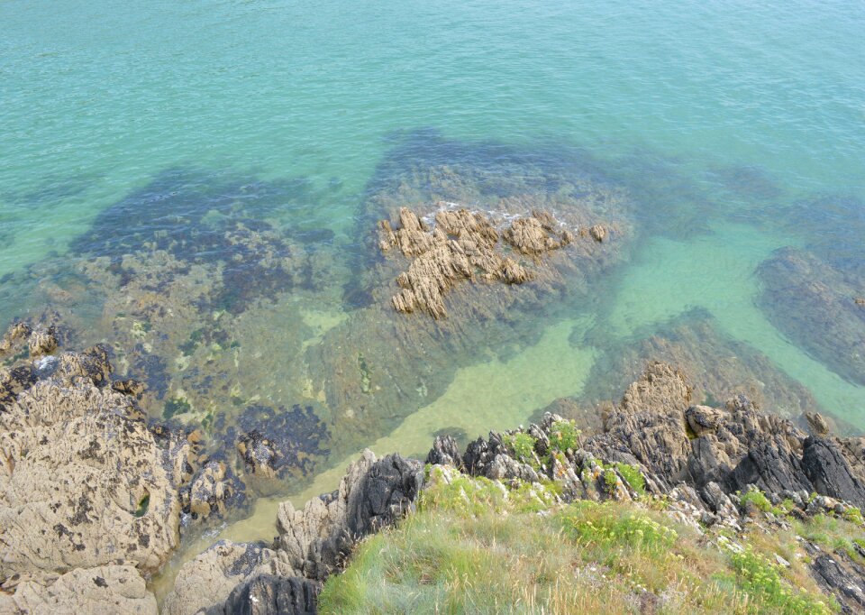 Side blue transparent water