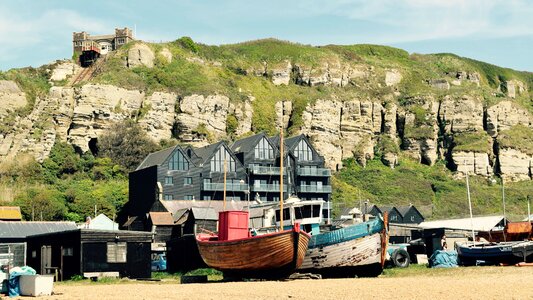 Fishing boat beach fisherman photo