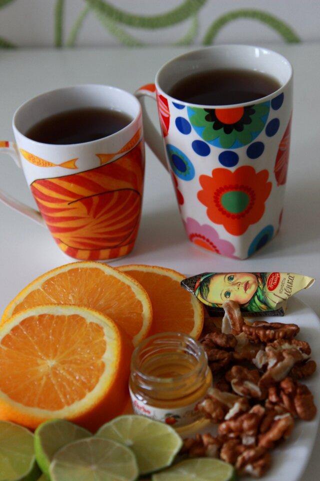 Tea cups morning breakfast