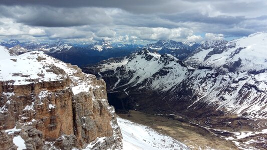Dolomites pordoi pass landscape photo