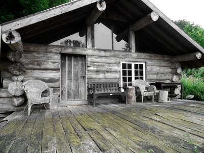 Wooden beams wood hut photo