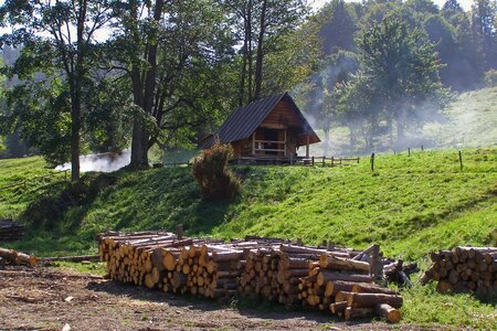 Shepherd's hut wood smoke