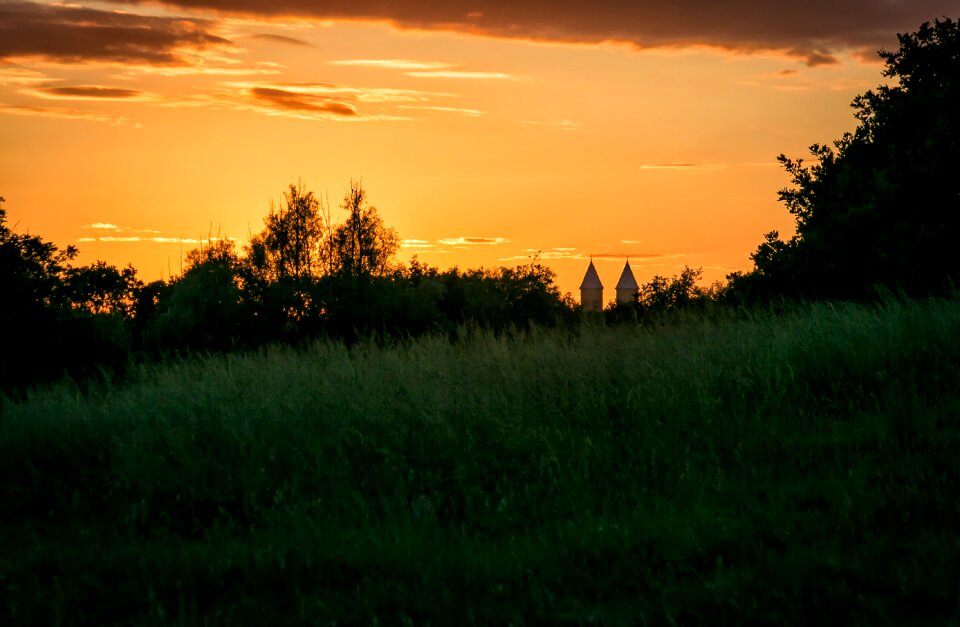 Viborg cathedral evening abbey field