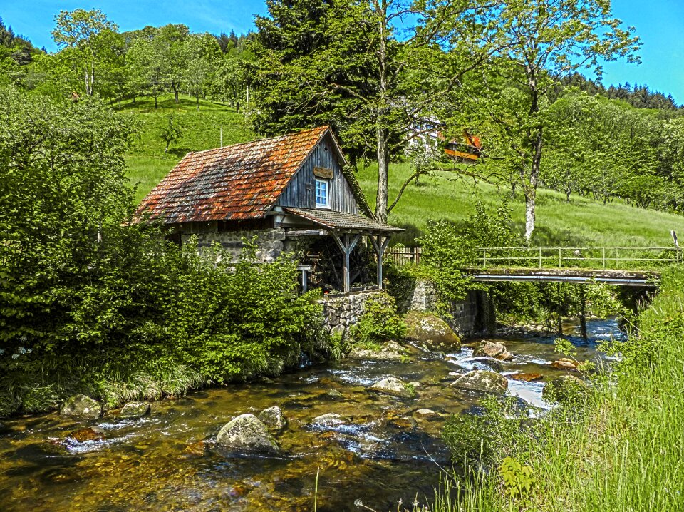 Nature water mill river