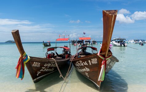 Wooden boats asia beach blue
