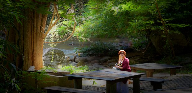 Woman rest on the bench
