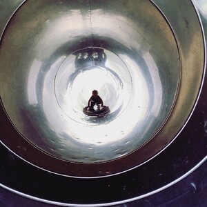 Tube tunnel boy photo