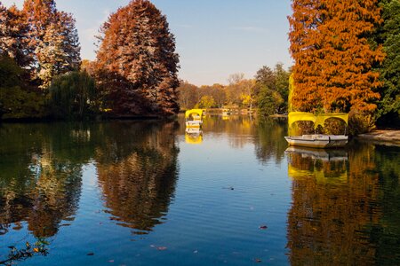 Fall color lake water photo