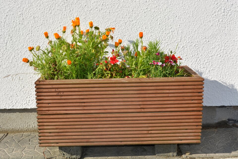 Outdoor wooden flowerpot