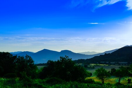 Rustic landscape sunset in the mountains natural vegetation photo