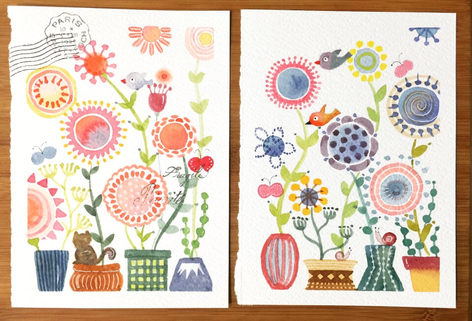 Illustration transparent watercolor garden