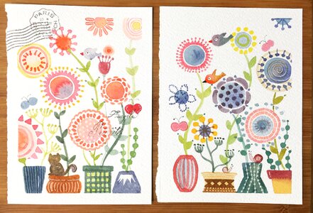 Illustration transparent watercolor garden