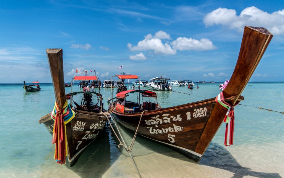 Wooden boats nature sea