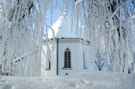Winter hoarfrost church