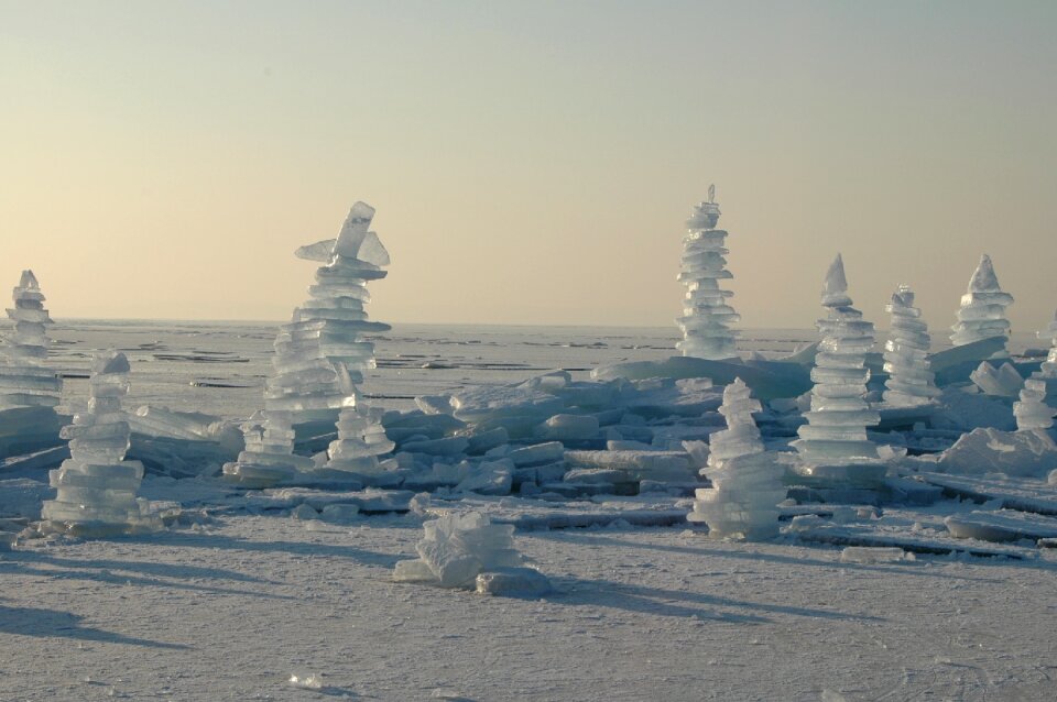 Ice floes lake winter