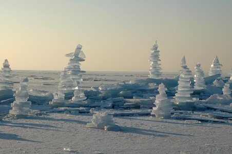 Ice floes lake winter photo
