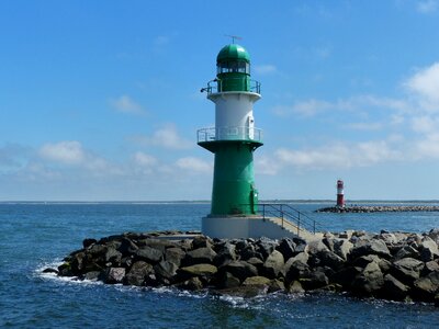 Lighthouse warnemünde harbour entrance photo