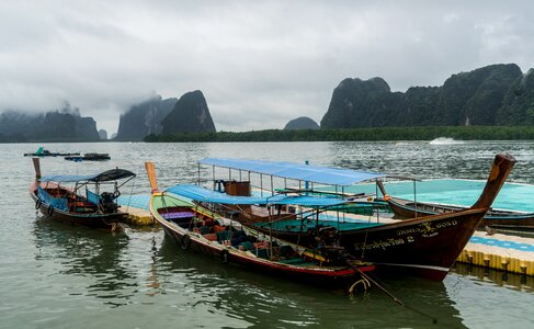 Wooden boats rocks thailand