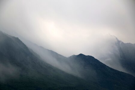 Fog mountain landscape photo