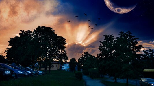 Cloud cover sunset evening photo