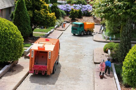 Miniature garbage truck trash photo