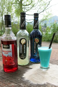 Alcohol bottles syrup