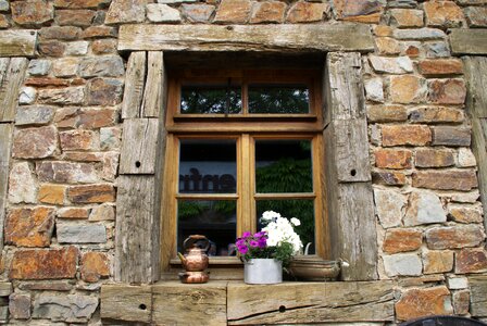 Frame flowers copper boiler photo