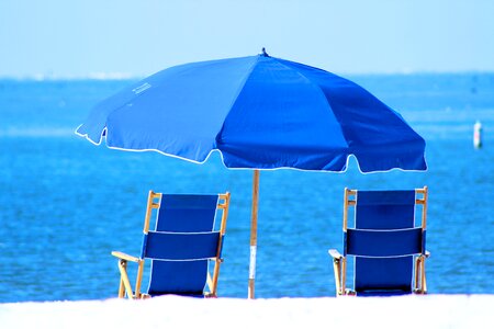 Blue water blue umbrella