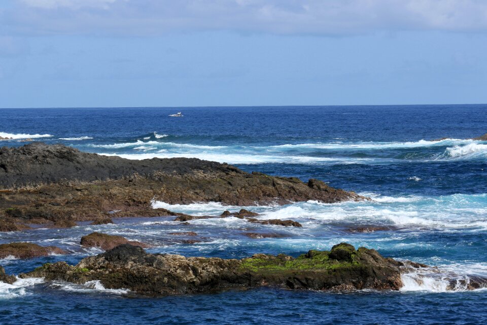 The coast the waves blue