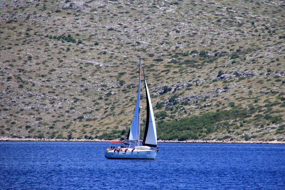 Sailing vessel blue sea
