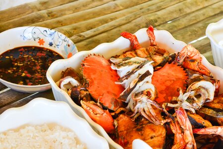 Beach seafood grilled
