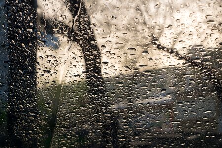 Wet window blurry photo