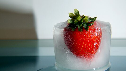 Delicious ice strawberry in the ice