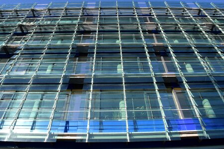 Symmetry glass facade blue